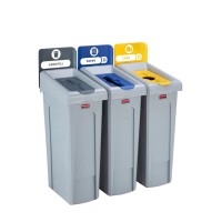 Station de recyclage Slim Jim 3 sections déchets/papiers/canettes