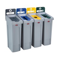Station de recyclage Slim Jim 4 sections déchets/papiers/canettes/plastiques